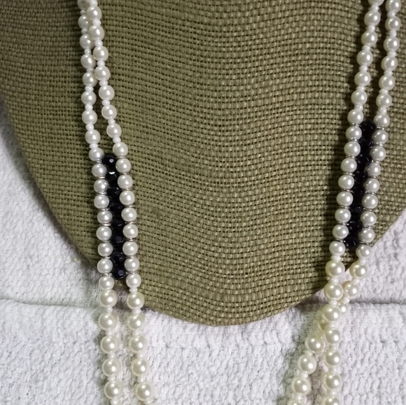 Nrt faux pearl black faceted beads necklace - Picture 4 of 7